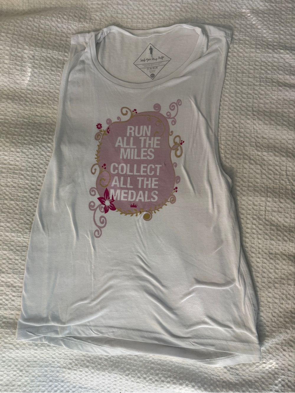 Girls' White Graphic Tank Top – Run All The Miles